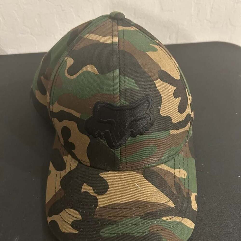 Fox Racing Camo Flexfit Hat Youth OSFM Green Black